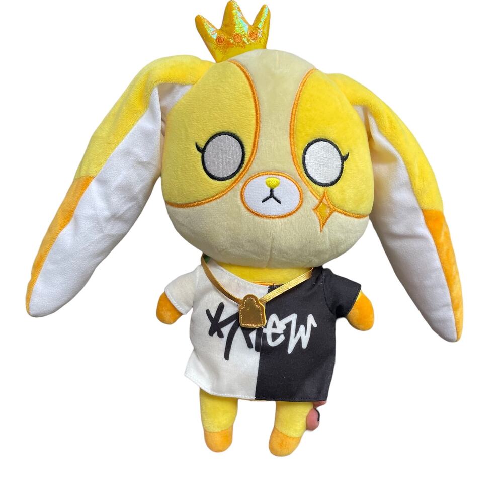 Krew District Gold Teddy Plush Yellow Stuffed Toy Crown with Shirt & Necklace